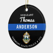 薄いパーソナライズされたブルーラインロゴ警官 セラミックオーナメント (左)