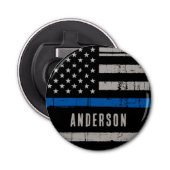 薄いパーソナライズされたブルーライン警察 栓抜き (正面)