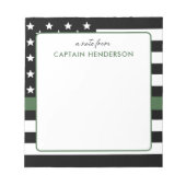 薄いパーソナライズされた緑の線のフラグ軍隊 ノートパッド (正面)