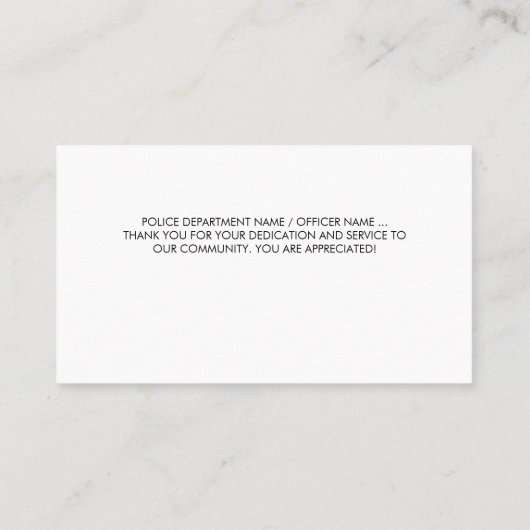 薄いパーソナライズされた青い線の旗警察ありがとう 名刺 (裏面)