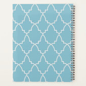 薄いパーソナライズされた青色のモロッコ格子パターン プランナー手帳 (裏面)