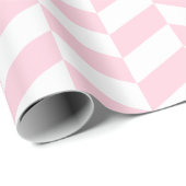 薄いピンクと白の特大ヘリンボーン ラッピングペーパー (ロールコーナー)