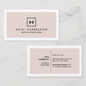 薄いピンクと黒のボックスロゴモノグラム 名刺 (正面/裏面)