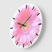 薄いピンクのガーベラデイジー ラージ壁時計 (傾斜)