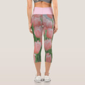 薄いピンクのチューリップ付き色彩の鮮やかキャプリス カプリレギンス (裏面)