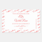 薄いピンクのホワイトワーズクラウド製品ラベルハート 長方形シール (正面)