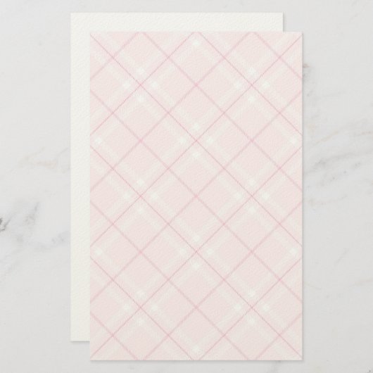 薄いピンクの格子縞 便箋 (正面/裏面)