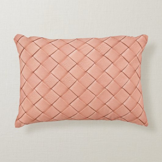 薄いピンクの織りレザーテクスチャ アクセントクッション (正面)