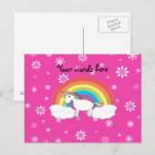 薄いピンクの雪片の一角獣 ポストカード (正面/裏面)