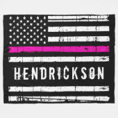 薄いピンクラインフラグパーソナライズされたナース フリースブランケット (正面(横))