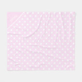 薄いピンク(白水玉模様) フリースブランケット (正面(横))