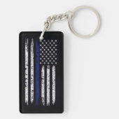 薄いブルーラインが付いている黙した米国旗 キーホルダー (裏面)