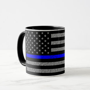 薄いブルーラインのサポート警察コーヒーマグ マグカップ
