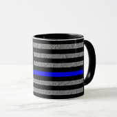 薄いブルーラインのサポート警察コーヒーマグ マグカップ (正面右)