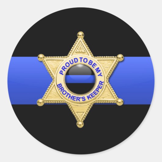 薄いブルーラインの副バッジ ラウンドシール (正面)