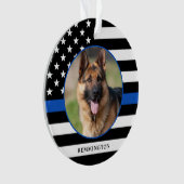 薄いブルーラインの旗写真K9警察犬のクリスマス オーナメント (正面)