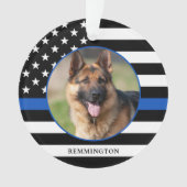 薄いブルーラインの旗写真K9警察犬のクリスマス オーナメント (正面)
