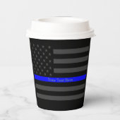 薄いブルーラインの米国のフラグあなた自身パーソナライズされた 紙コップ (裏面)