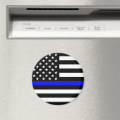 薄いブルーラインアメリカ国旗の装飾 マグネット (インサイチュ (食洗機))