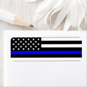 薄いブルーラインアメリカ国旗の装飾 ラベル (インサイチュ)