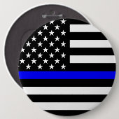 薄いブルーラインアメリカ国旗の装飾 缶バッジ (正面&裏面)