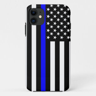 薄いブルーラインアメリカ国旗の装飾 iPhone 11 ケース
