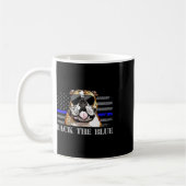 薄いブルーラインアメリカ国旗の警察犬 コーヒーマグカップ (左)