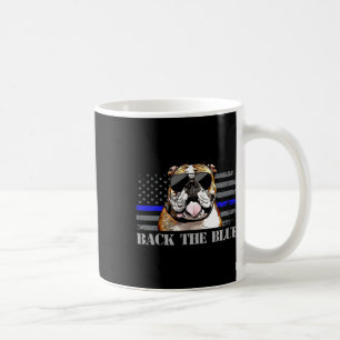薄いブルーラインアメリカ国旗の警察犬 コーヒーマグカップ