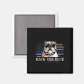 薄いブルーラインアメリカ国旗の警察犬 マグネット (正面/裏面)