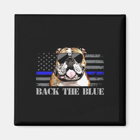 薄いブルーラインアメリカ国旗の警察犬 マグネット (正面)