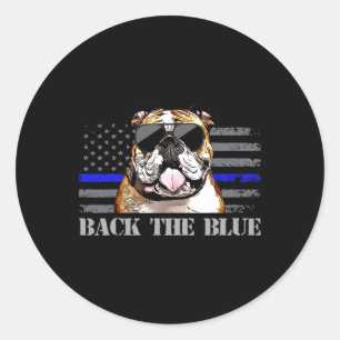 薄いブルーラインアメリカ国旗の警察犬 ラウンドシール