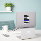薄いブルーラインアラバマ州旗 シール (デスク上のノートパソコン)