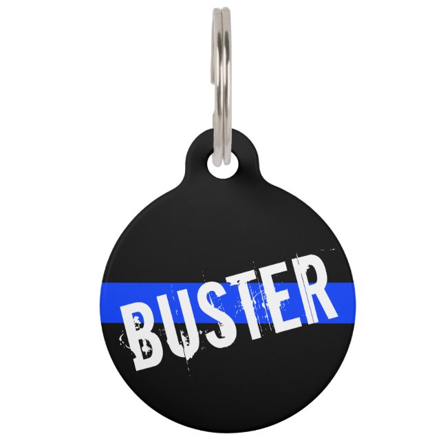 薄いブルーラインカスタマイズペットネーム ペット　ネームタグ (正面)