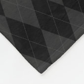 薄いブルーラインカスタムなモノグラムの黒のアーガイル フリースブランケット (角)