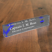 薄いブルーラインカナダメープルリーフデスク名プレート デスクネームプレート (側面)