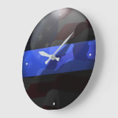 薄いブルーラインキャンペーンハットフラッグソリュート ラージ壁時計 (傾斜)