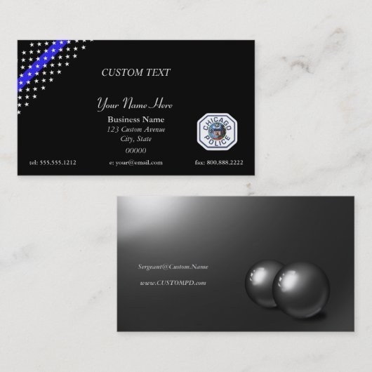 薄いブルーラインシカゴPD名刺 名刺 (正面/裏面)