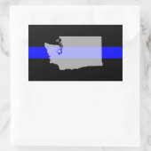 薄いブルーラインシール（4セット） - WA州 長方形シール (バッグ)