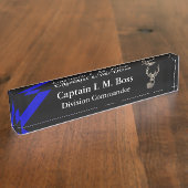 薄いブルーラインディアヘッド名プレート デスクネームプレート (側面)