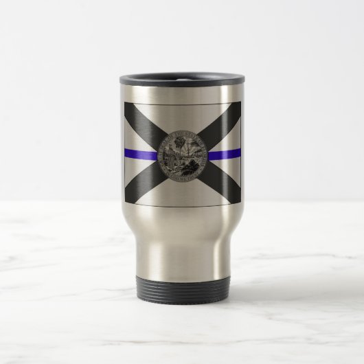 薄いブルーラインフロリダの州の旗のコーヒー・マグ トラベルマグ (中央)