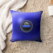 薄いブルーラインメダリオン クッション (ブランケット)