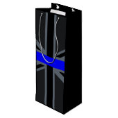 薄いブルーラインユニオンジャックデコール ワインギフトバッグ (裏面アングル)