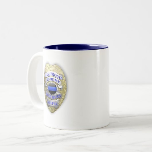 薄いブルーライン兄弟キーパーバッジ ツートーンマグカップ (正面左)