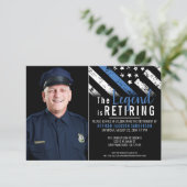 薄いブルーライン写真警察の退職パーティー 招待状 (スタンド正面)