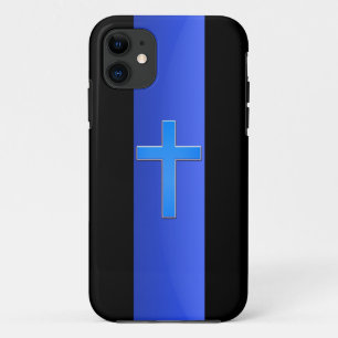薄いブルーライン及び十字 iPhone 11 ケース