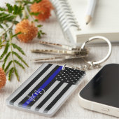 薄いブルーライン妻の旗 キーホルダー (正面右)