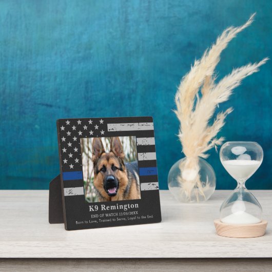 薄いブルーライン将校K9警察犬メモリアル フォトプラーク (インサイチュ)