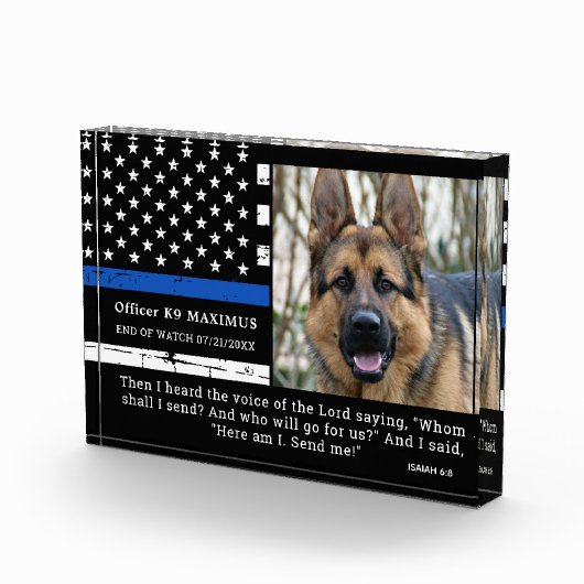 薄いブルーライン役員警察犬K9メモリアル フォトブロック (右)