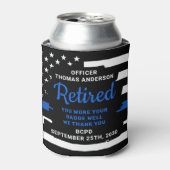 薄いブルーライン応援とビール警察の退職 缶クーラー (缶正面)