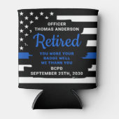 薄いブルーライン応援とビール警察の退職 缶クーラー (正面)